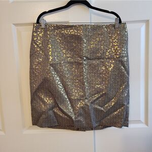 NWOT Sunny Leigh gold metallic midi skirt